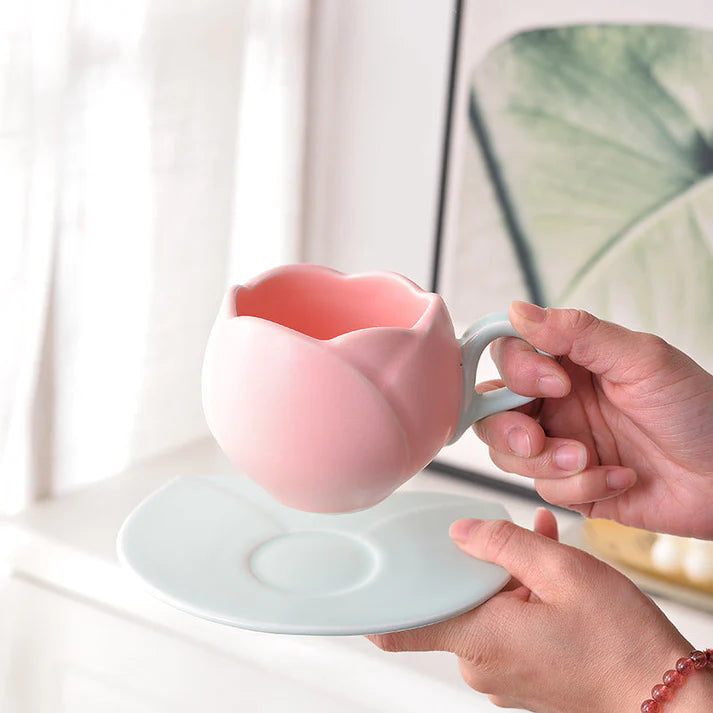 Spring Delight: Elevate Your Morning Routine with The Euphorika's Tulip Cup & Saucer Sets