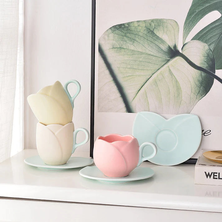 Spring Delight: Elevate Your Morning Routine with Tulip Cup & Saucer Sets