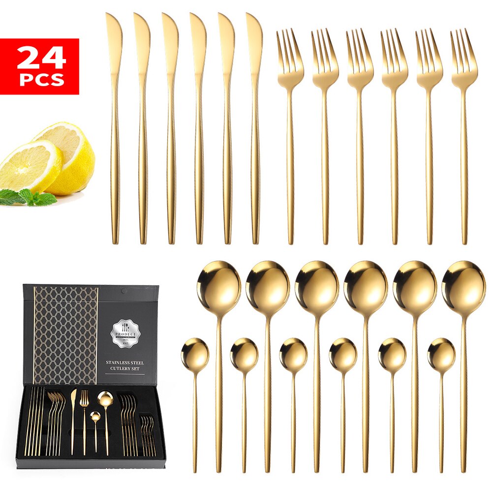 24pcs Stainless Steel Cutlery Set - THE EUPHORIKA