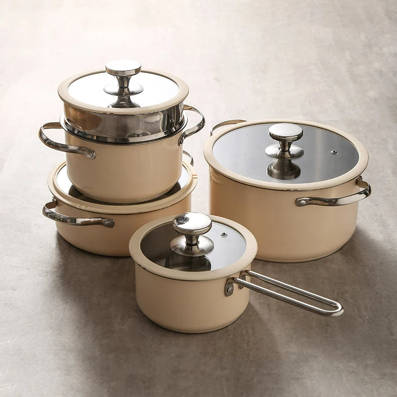 Stainless Steel Cookware Set with Glass Lid THE EUPHORIKA 