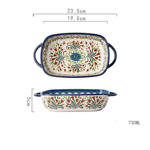 Hand-Painted Floral Glass Baking Pan - THE EUPHORIKA