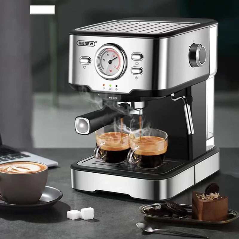 HiBREW H5 Semi-Automatic Espresso Machine – 20 Bar Pressure, Italian Pump for Barista-Style Coffee