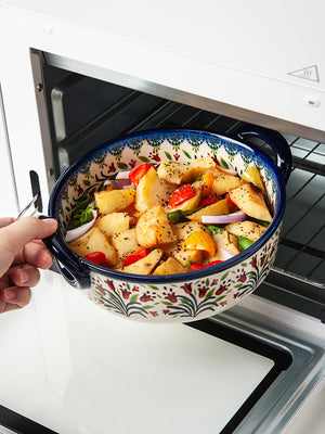 Hand-Painted Floral Glass Baking Pan - THE EUPHORIKA