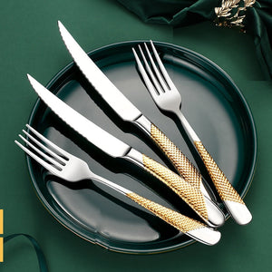 Stainless Steel Golden Tableware Cutlery Set - THE EUPHORIKA