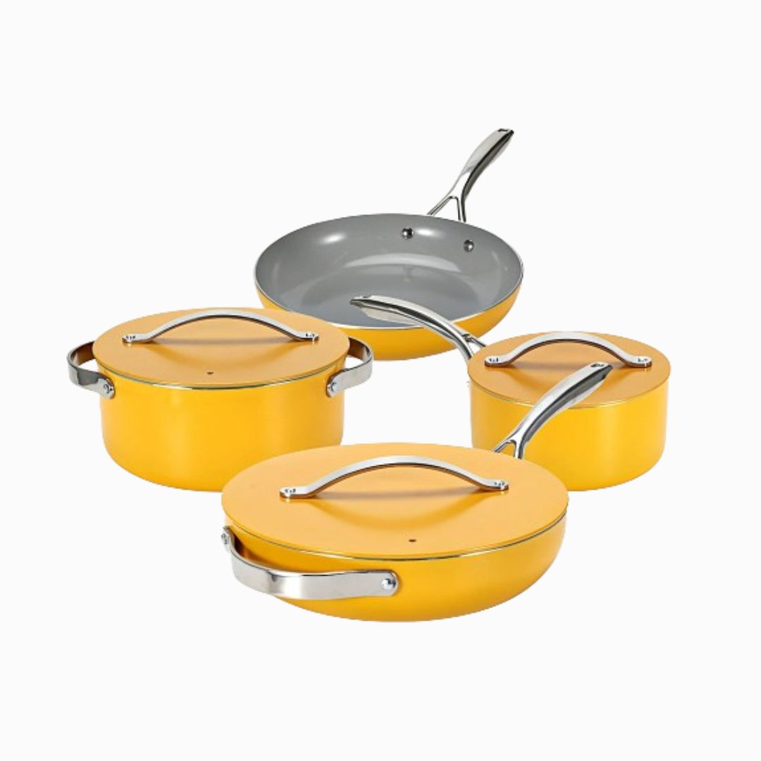 Pressed Aluminum Nonstick Cookware Set cookware set THE EUPHORIKA Marie Gold 