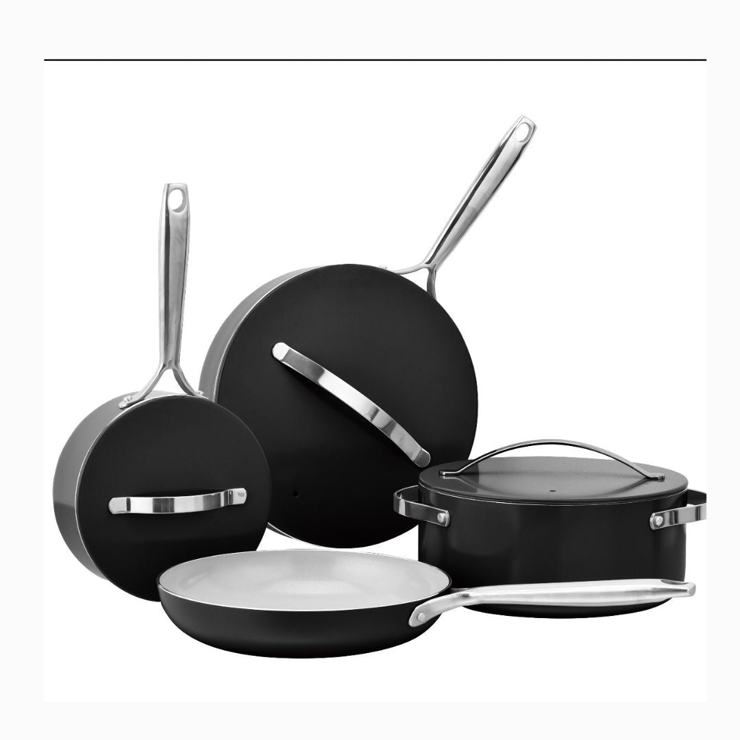 Pressed Aluminum Nonstick Cookware Set cookware set THE EUPHORIKA Black 