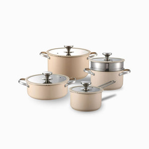 Stainless Steel Cookware Set with Glass Lid THE EUPHORIKA 