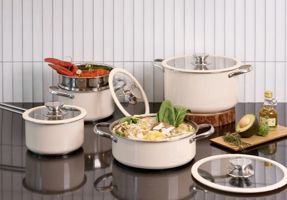 Stainless Steel Cookware Set with Glass Lid