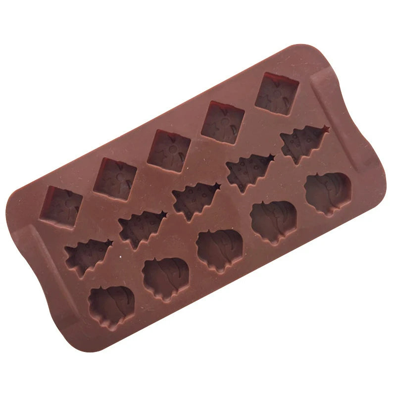 Santa Claus and Christmas Tree Silicone Candy Mould, 12-Brick Chocolate Bar Mold