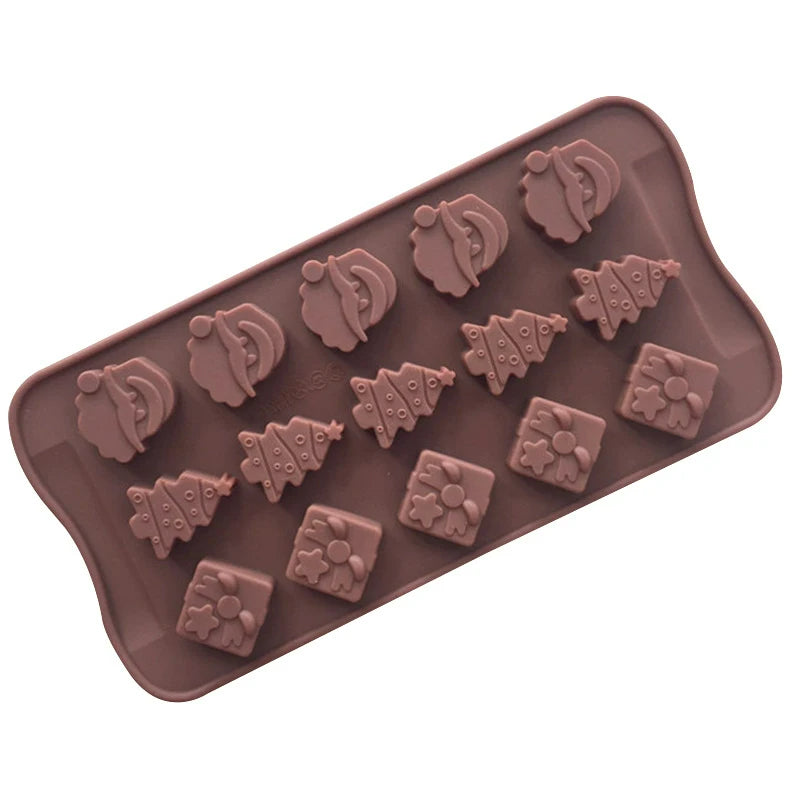 Santa Claus and Christmas Tree Silicone Candy Mould, 12-Brick Chocolate Bar Mold