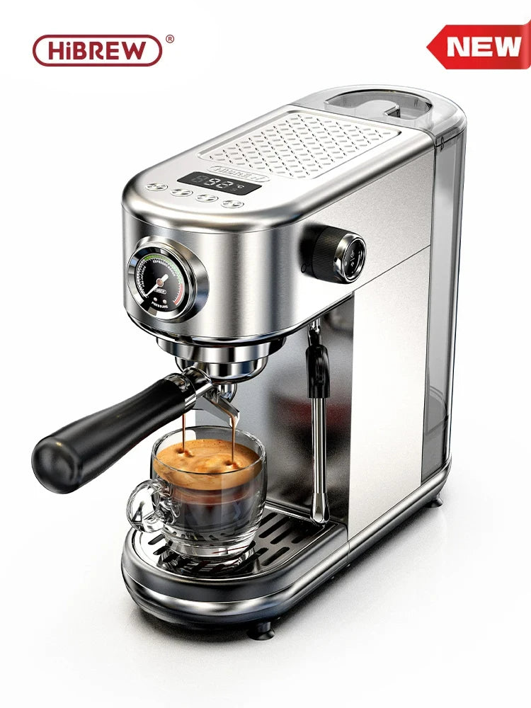 HiBREW H10B Semi-Automatic Espresso Machine – 20-Bar Pressure, Digital Display, Stainless Steel Design