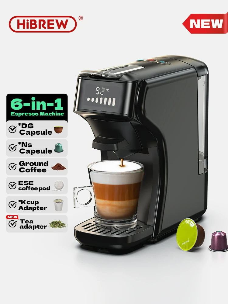 HiBREW H1B 6-in-1 Capsule Coffee Machine - Personalized Coffee Brewing with 19-Bar Pressure & Adjustable Temperature