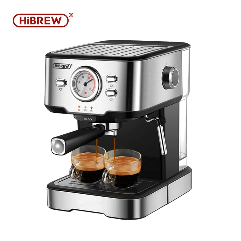 HiBREW H5 Semi-Automatic Espresso Machine – 20 Bar Pressure, Italian Pump for Barista-Style Coffee