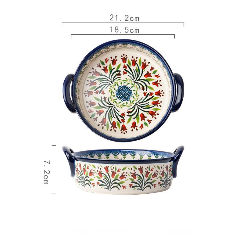 Hand-Painted Floral Glass Baking Pan - THE EUPHORIKA