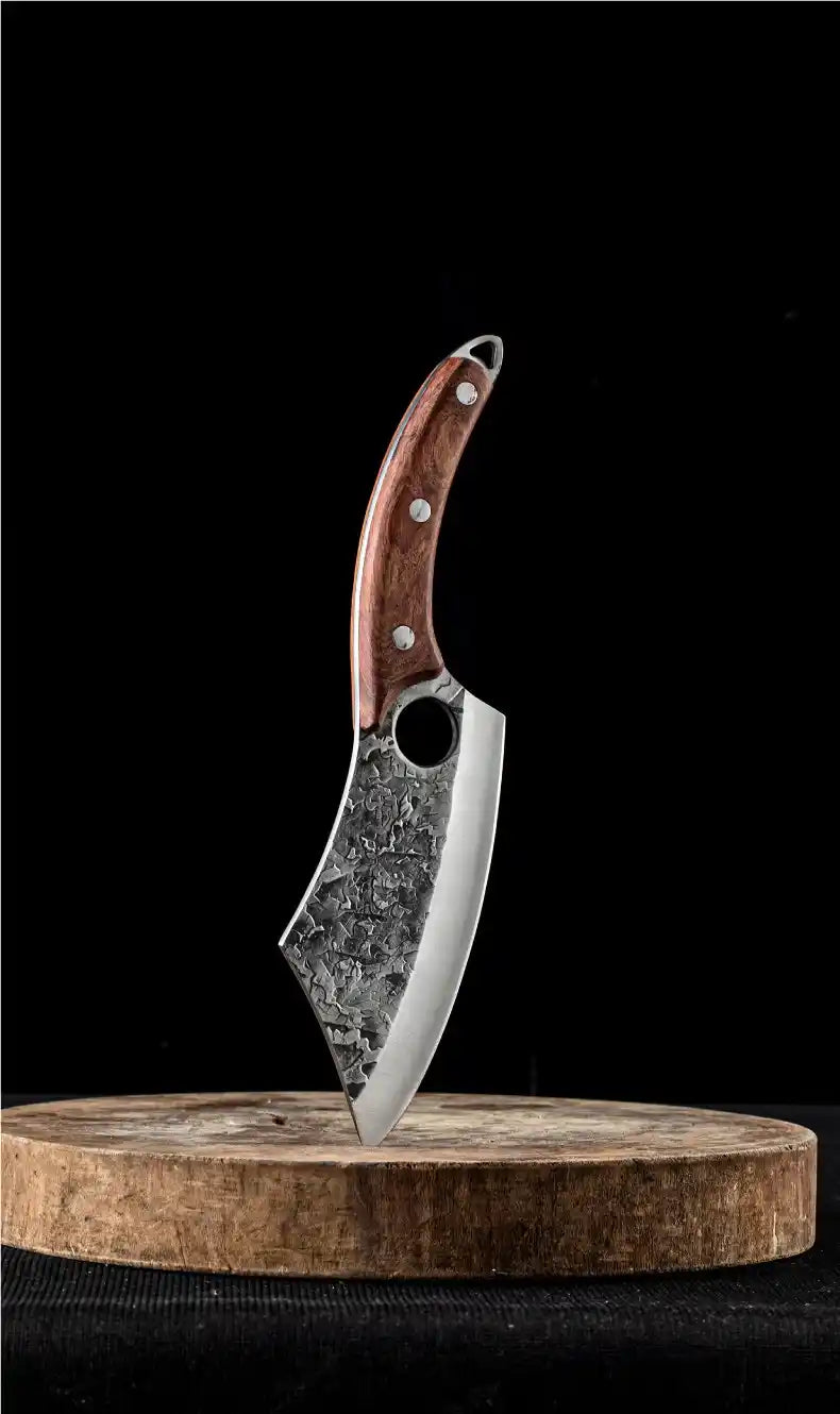 Forged Ring Kitchen Knife with Wooden Handle - THE EUPHORIKA